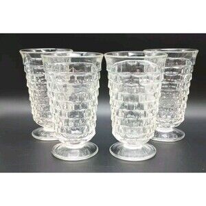 Set of 4 Indiana Glass Whitehall Stacked Cube Straight Iced Tea Glasses 16 ozs